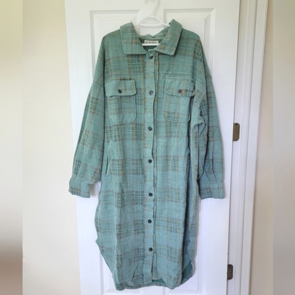 Free People Long Ruby Shaket Shirt Jacket Plaid Button Up XL 1X - Picture 7 of 7